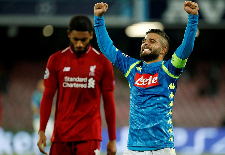 Lorenzo Insigne scored the only goal during the Champions League match between Napoli and Liverpool