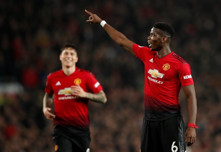 Man United's Paul Pogba scores a Premier League goal against Huddersfield