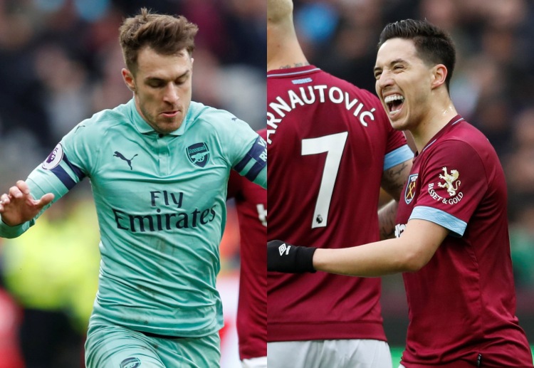 Samir Nasri celebrates against former Premier League club Arsenal