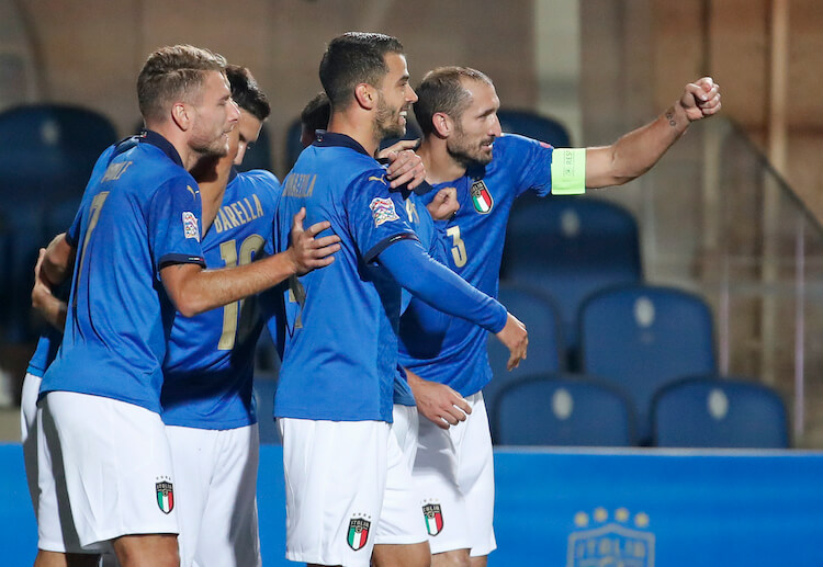 Italy midfielder Lorenzo Pellegrini scores the opening goal in the 16th minute of their recent UEFA Nations League game