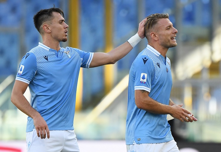 Ciro Immobile reacts after being sent-off during Lazio’s Serie A match