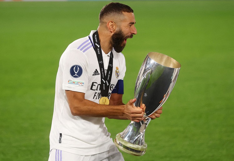 Real Madrid celebrate their fourth trophy this year after beating Eintracht Frankfurt during the UEFA Super Cup