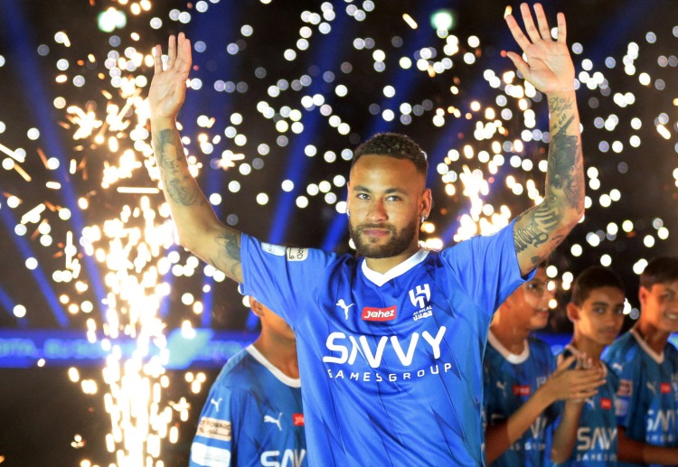 Neymar of Al-Hilal was presented before the match against Al-Feiha in the Saudi Pro League