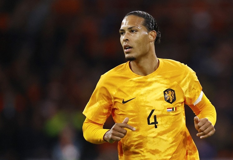 Virgil van Dijk of Netherlands will try to score goals in their qualifying match against Greece in Euro 2024