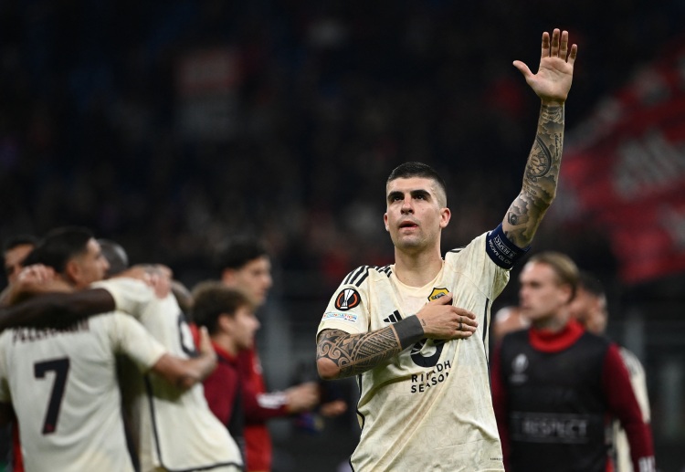 Gianluca Mancini's header sealed a 1-0 win for AS Roma over AC Milan in Europa League first leg