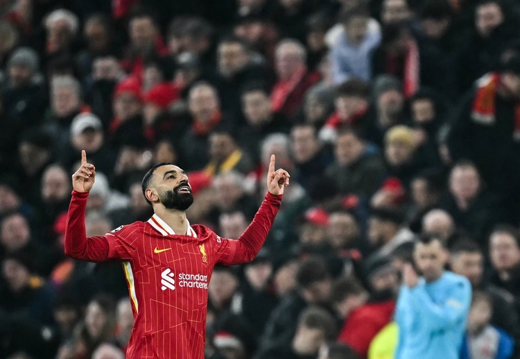 Liverpool star Mohamed Salah celebrates after scoring a goal during Champions League match against Lille