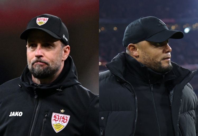 Sebastian Hoeness and Vincent Kompany prepare their teams as VfL Stuttgart face Bayern Munich in the DFB Super Cup