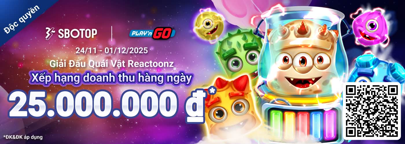 Giải Đấu Quái Vật Reactoonz Play ‘n Go