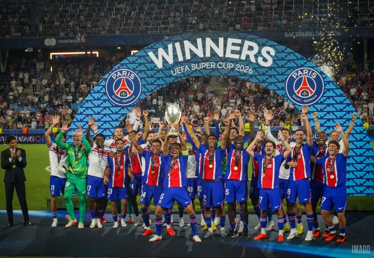 PSG celebrate UEFA Super Cup victory over Aston Villa in Salzburg